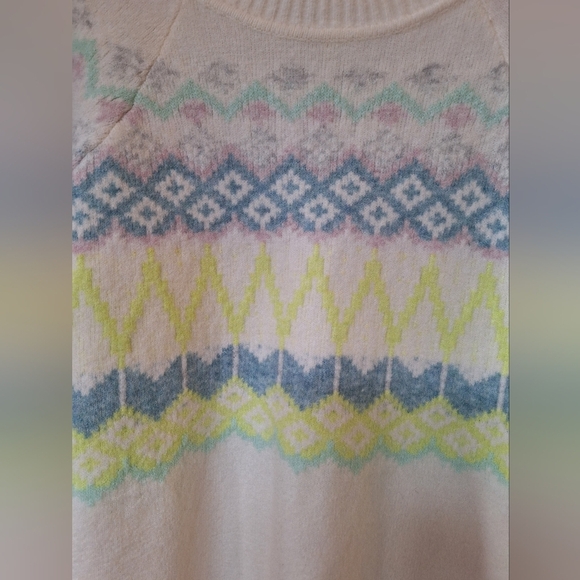 Loft Fair Isle Sweater Pastel Cozy Warm Soft Stretchy Womens Size L - Picture 4 of 6
